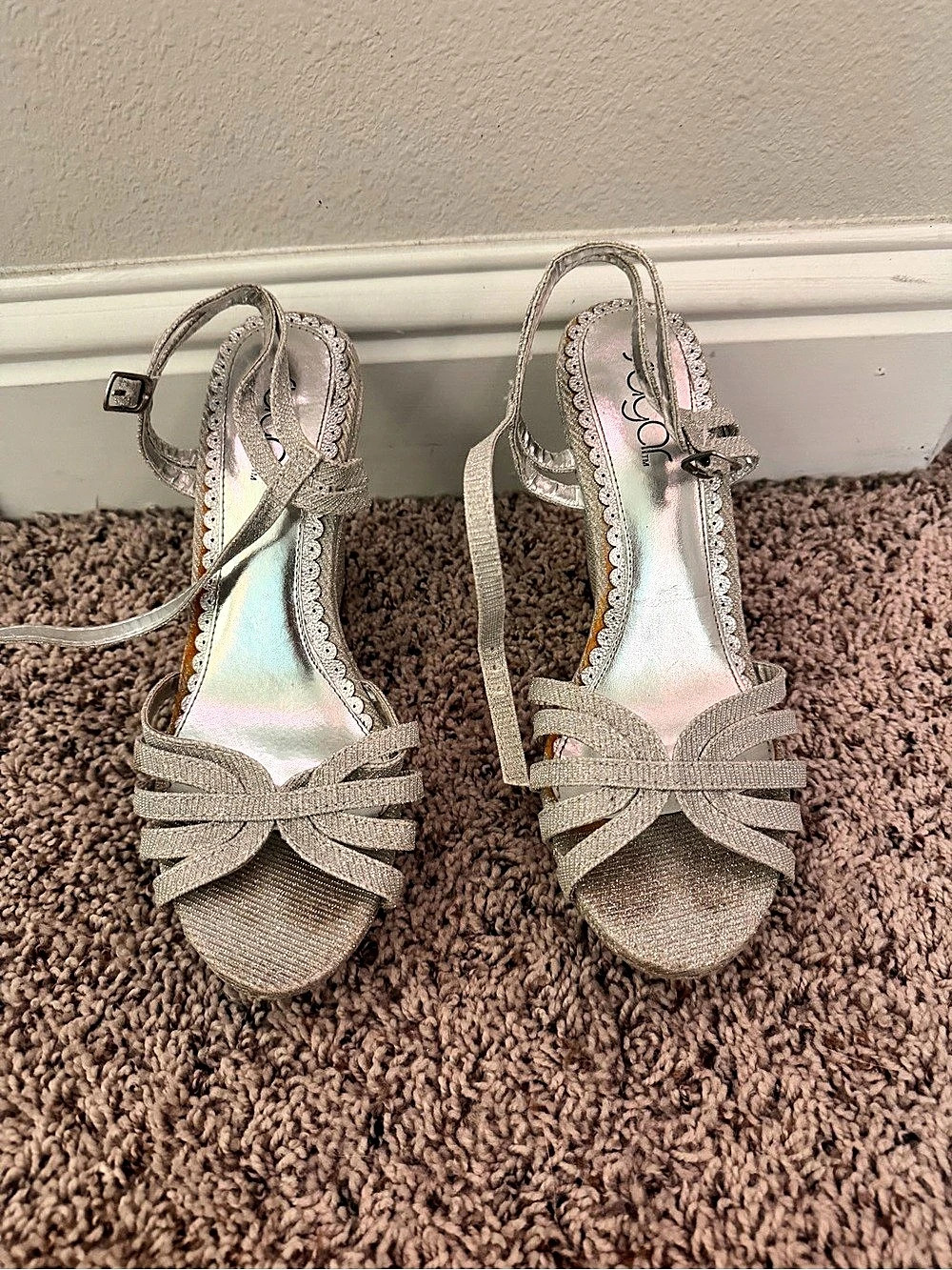 Sugar Bow Wedge Sandals in Silver